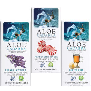 Lubricant Sample Pack Includes (Lavender Scented, Peppermint Flavored, Butter Rum Flavored), Best Organic & Natural Water-Basted Lube by Aloe Cadabra 